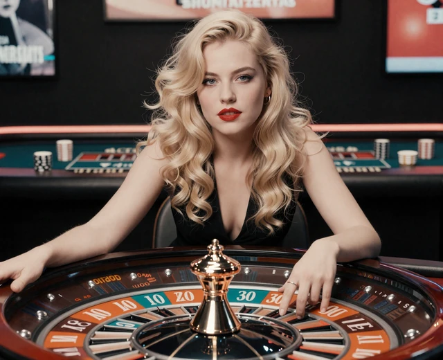 Live-Dealerin am Roulette-Tisch im Warhol-Pop-Art-Stil - Betsson Live-Casino