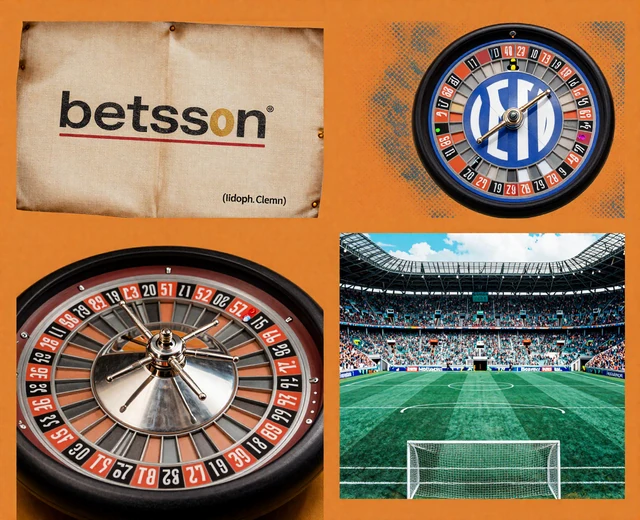 Pop-Art-Collage der Betsson-Markengeschichte mit Roulette- und Stadion-Motiven