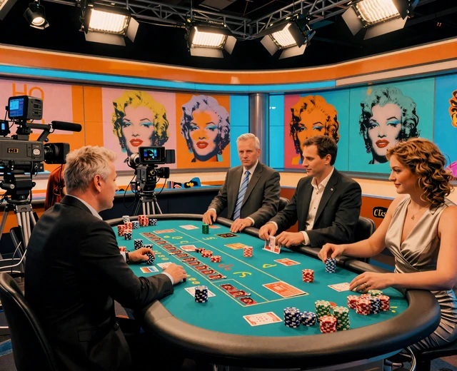 HD-Live-Casino-Studio mit Dealer und mehreren Kameraperspektiven im Pop-Art-Stil bei Betsson