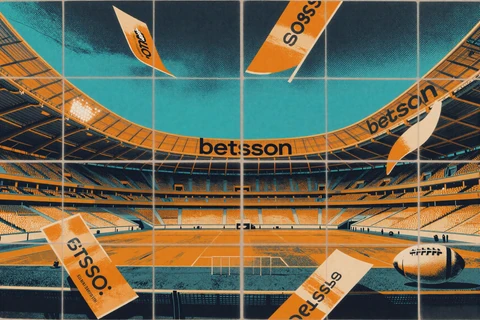 Fu&szlig;ball- und Stadion-Motiv mit Wettscheinen im Pop-Art-Stil - Sportsbook-Aktion