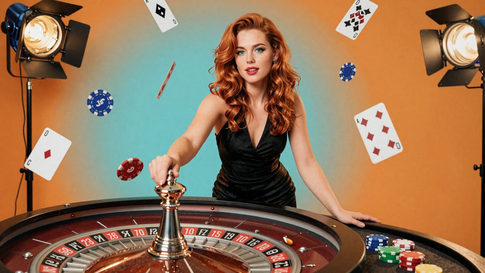 Live-Dealerin am Roulette-Tisch im Warhol-Pop-Art-Stil - Live Casino online bei Betsson